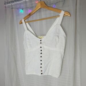 Love Note Cropped Top Womens Size Medium White Cotton